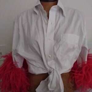 Red Ostrich Feather Cuffs